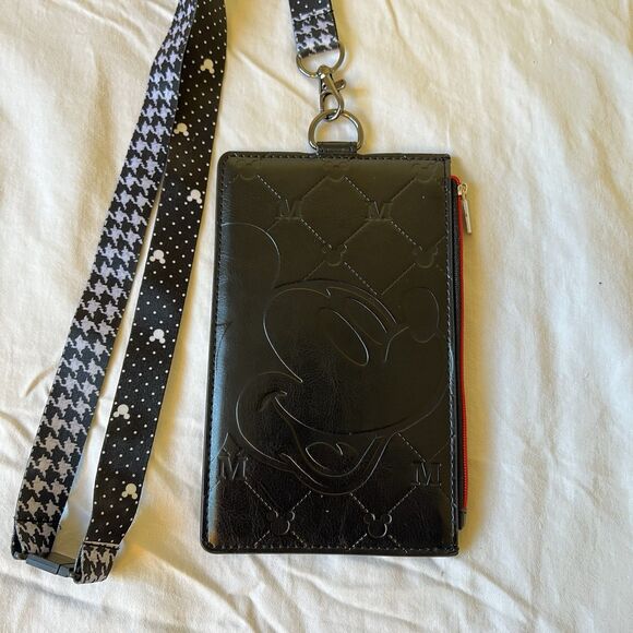 Disney Mickey Mouse Multi Function Deluxe Passport Holder  with Lanyard - Picture 1 of 3